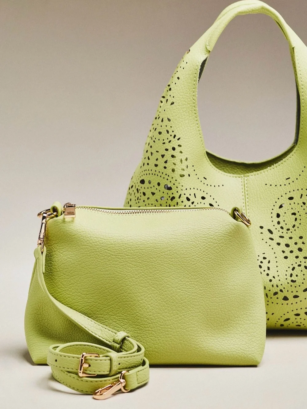 Anthropologie Melie Bianco Perforated Hand Bag in Green NWT